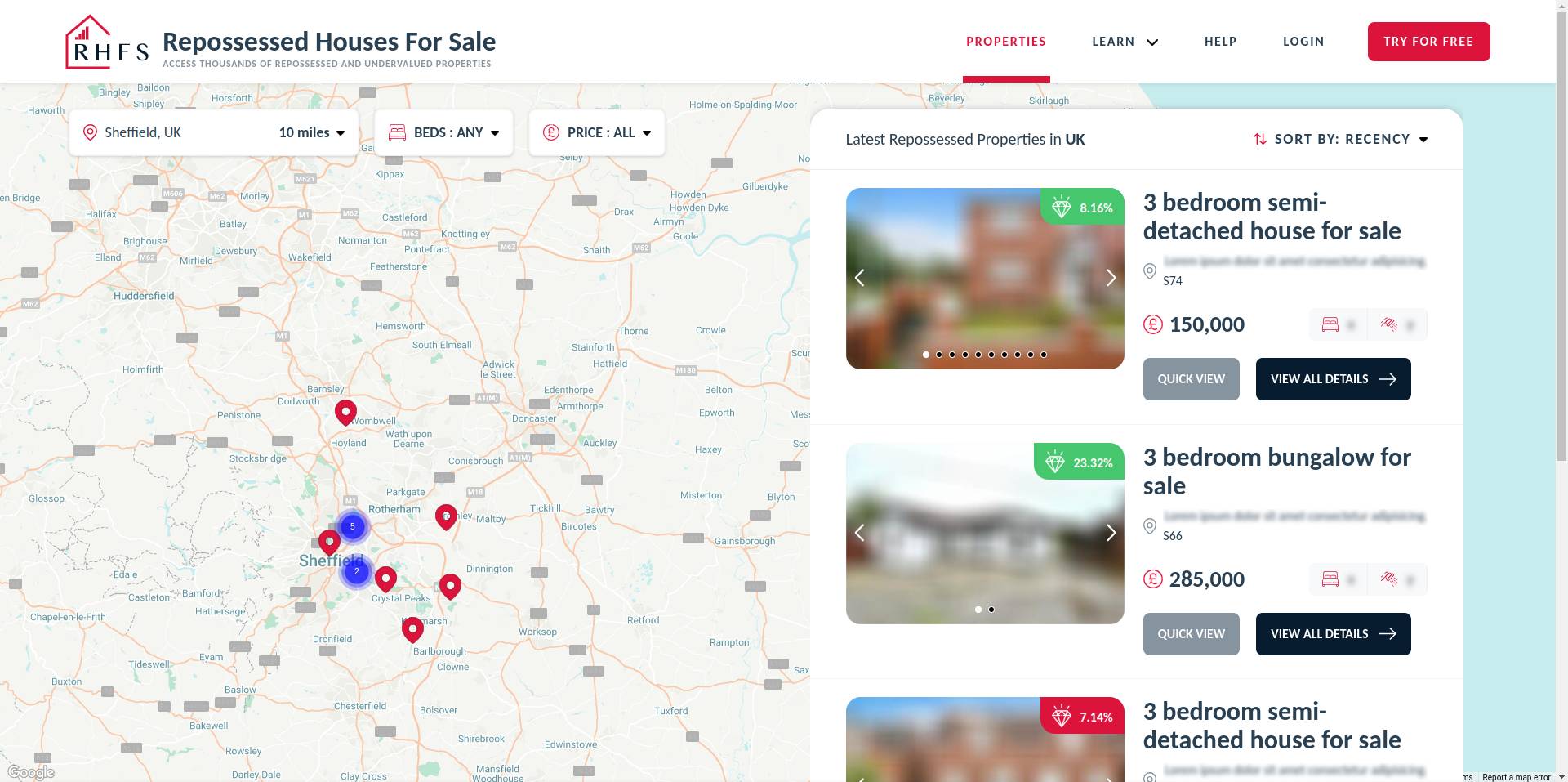 Sheffield Repossessed Houses For Sale